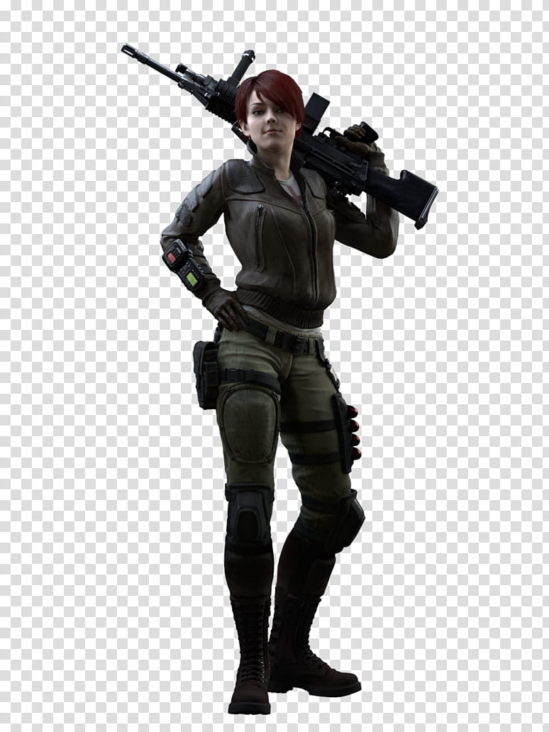 Tweed, Professional Render, woman wearing leather jacket holding assault rifle illustration transparent background PNG clipart