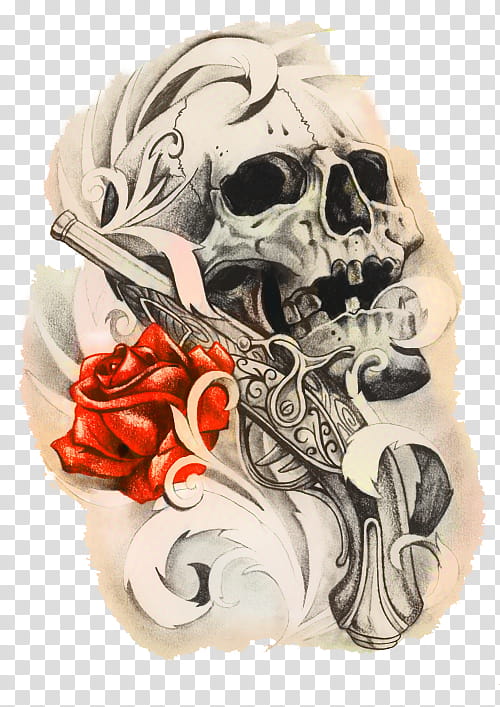 Old School Rose, Tattoo, Skull, Flash, Calavera, Drawing, Old School tattoo, Irezumi transparent background PNG clipart