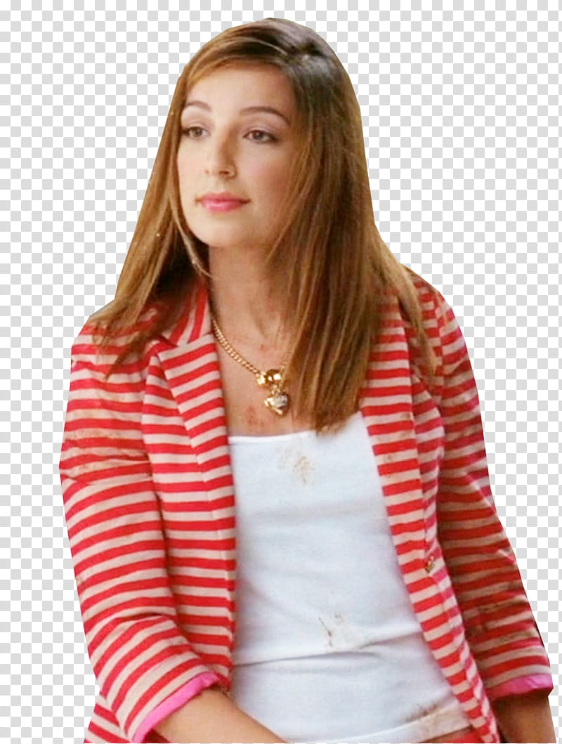 woman wearing red and white striped cardigan transparent background PNG clipart