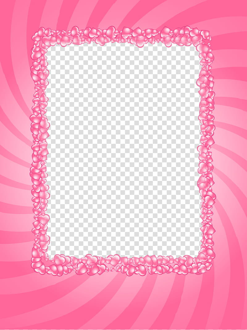 Pink Hearts Valentine Frame, rectangular pink floral frame illustration transparent background PNG clipart