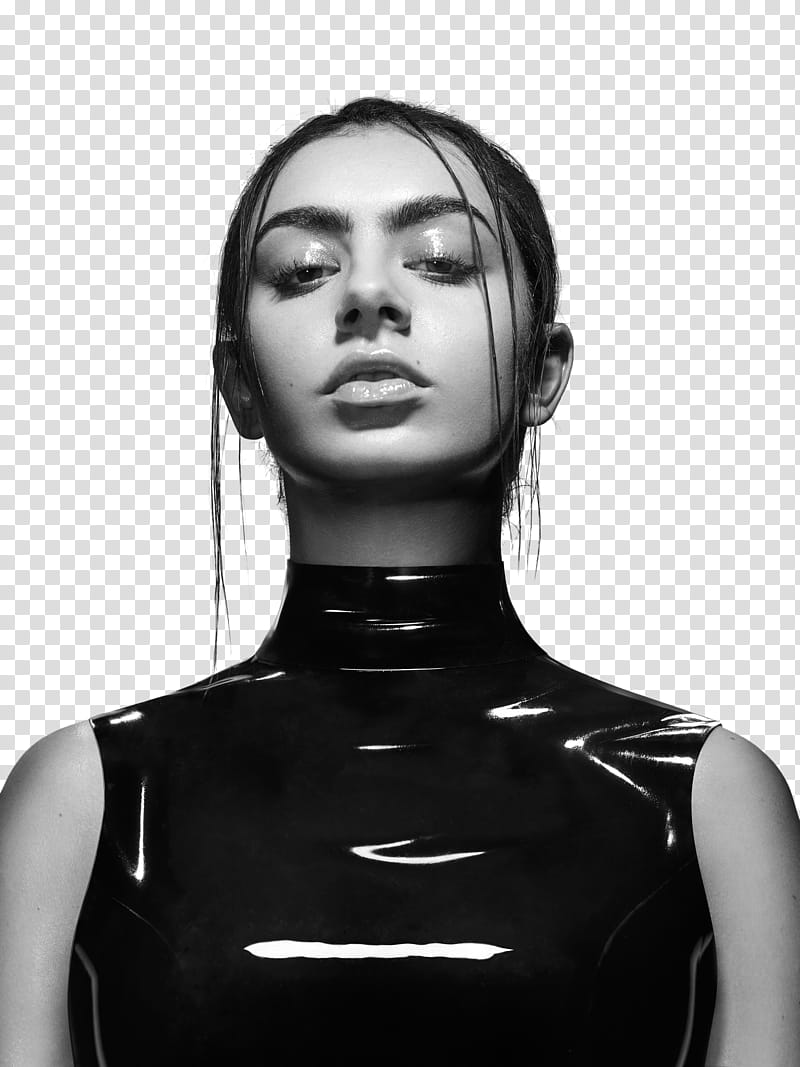 Charli XCX, grayscale of woman portrait transparent background PNG clipart