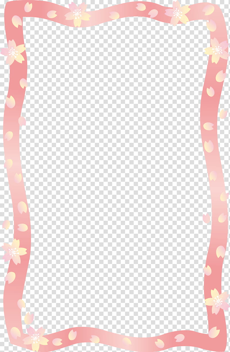 cherry flower frame sakura frame floral frame, Pink, Frame, Peach transparent background PNG clipart