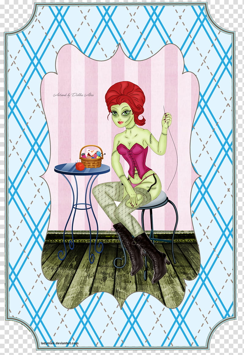 Pin up Monsters Zombie Girl, girl cartoon character sitting on chair illustration transparent background PNG clipart