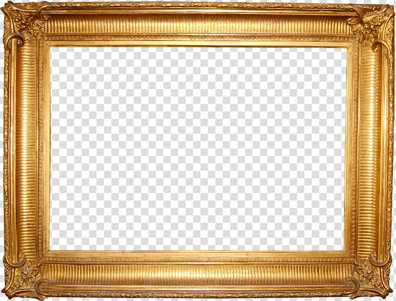 Frames, rectangular gold painting frame transparent background PNG clipart