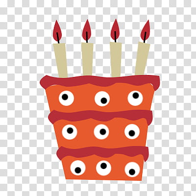 Halloween Mega, animated illustration of cake with four candles transparent background PNG clipart