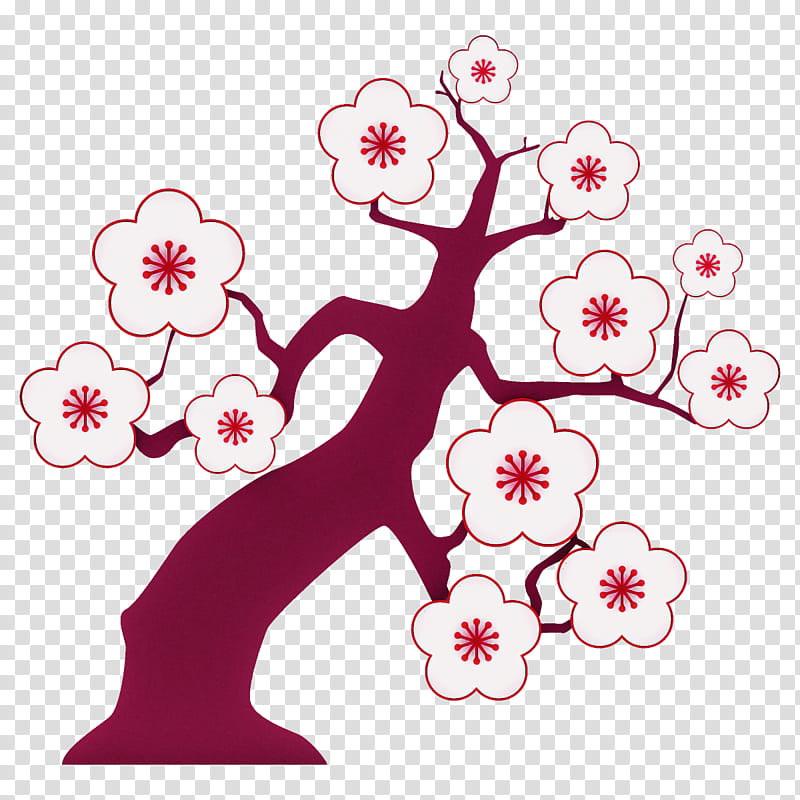 plum tree plum winter flower, Cherry Blossom, Plant, Pink, Branch, Cut Flowers, Sticker transparent background PNG clipart