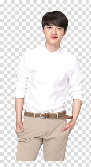 EXO, man in white crew-neck long-sleeved shirt transparent background PNG clipart