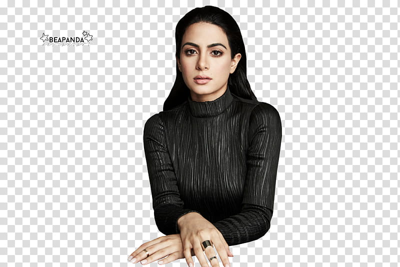 Emeraude Toubia, woman wearing turtle-neck long-sleeved top transparent background PNG clipart