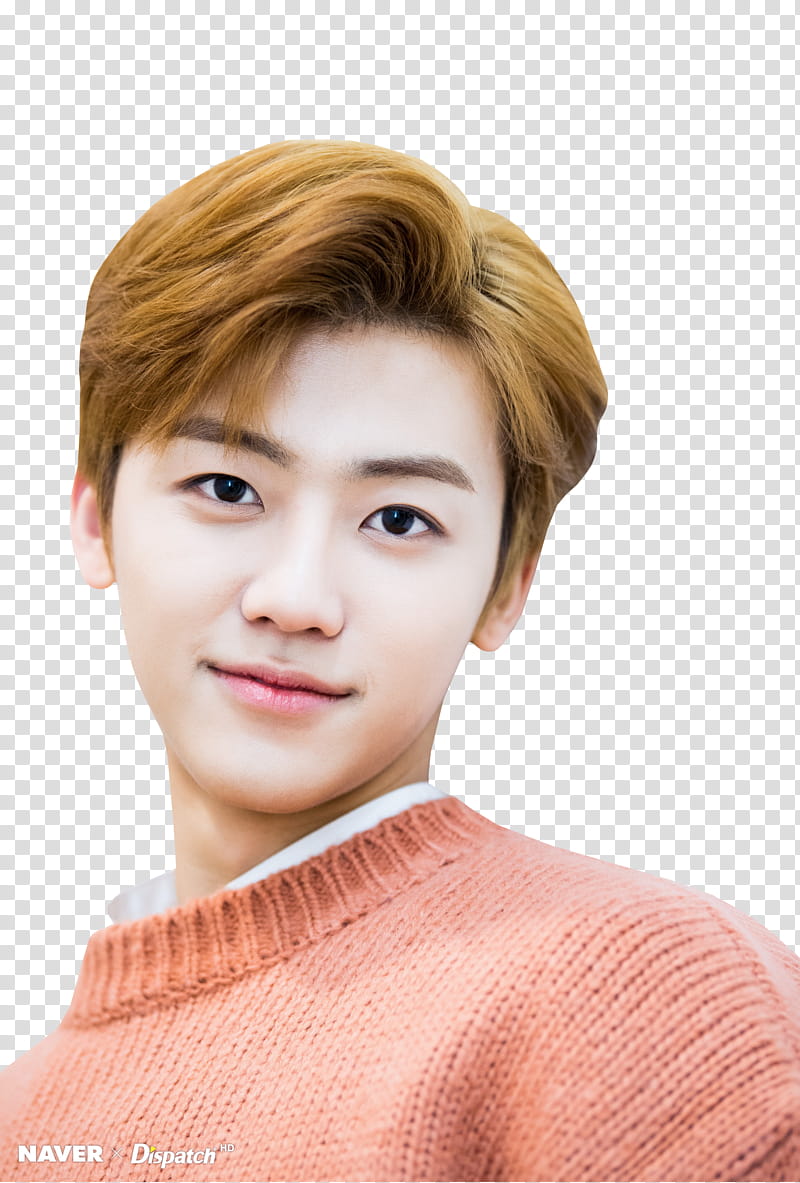 Jaemin, man wearing orange sweater transparent background PNG clipart