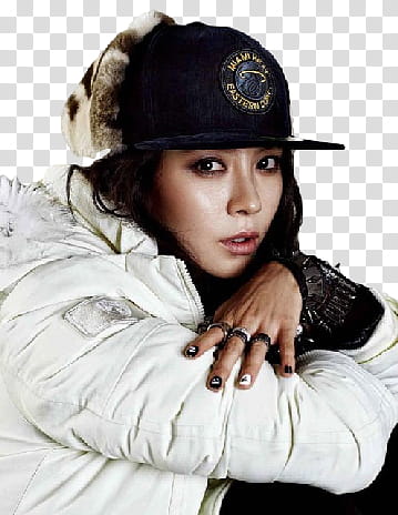 Song Ji Hyo render, woman wearing black cap and white jacket transparent background PNG clipart