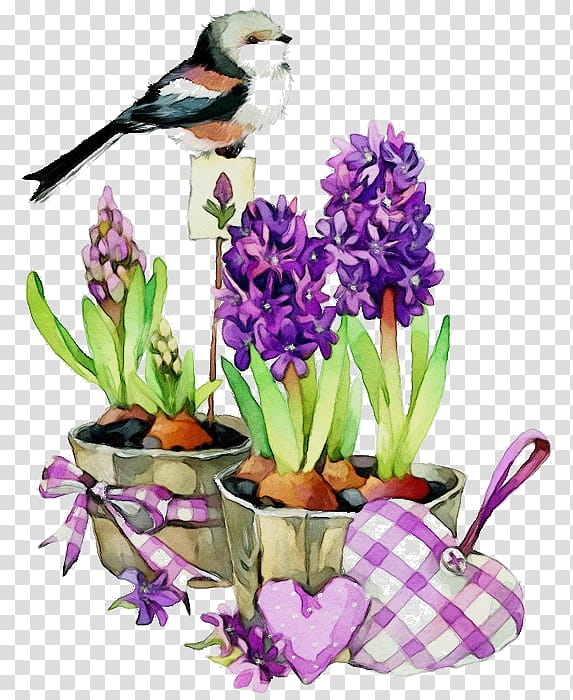 Purple Watercolor Flower, Paint, Wet Ink, Hyacinth, Cut Flowers, Floral Design, Flowerpot, Violet transparent background PNG clipart