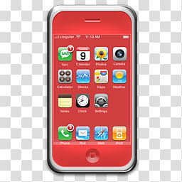 RED iPhone icon, iPhone red , iPhone with icons illustration transparent background PNG clipart