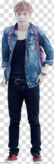 Yixing, man wearing blue denim jacket transparent background PNG clipart