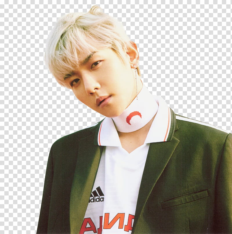 BaekHyun Blooming Day, man wearing white shirt and green blazer transparent background PNG clipart