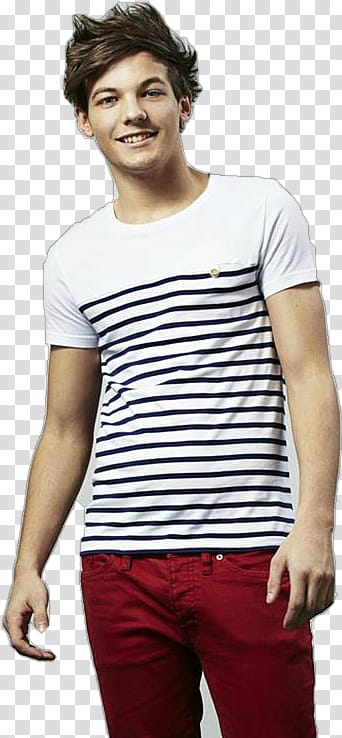 LouisTomlinson, man black haired wearing striped shiert transparent background PNG clipart