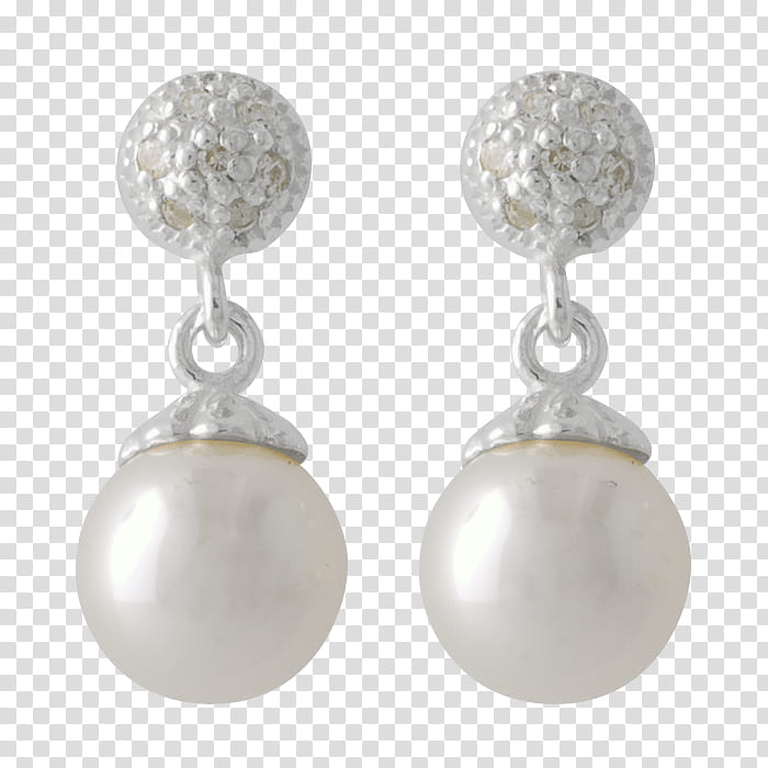 pearl ear ring , pair of silver-colored pendant earrings transparent background PNG clipart