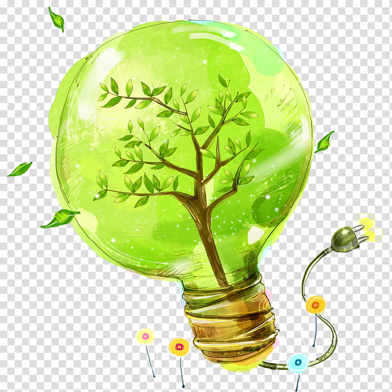 Light Bulb, Energy Conservation, Environmental Protection, Lamp, Incandescent Light Bulb, Natural Environment, Green, Leaf transparent background PNG clipart