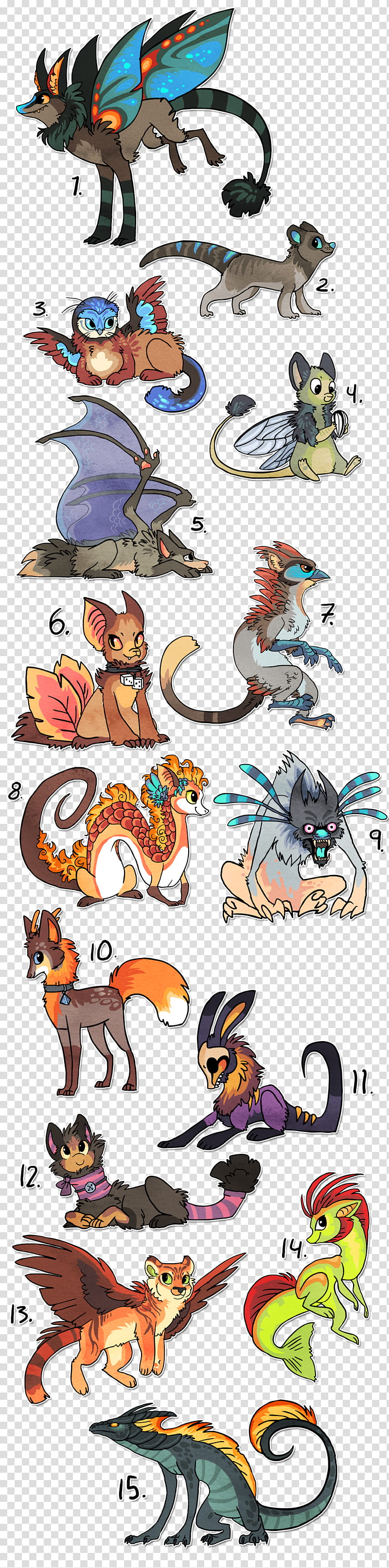 Lots of designs for sale part , assorted type creature illustration transparent background PNG clipart