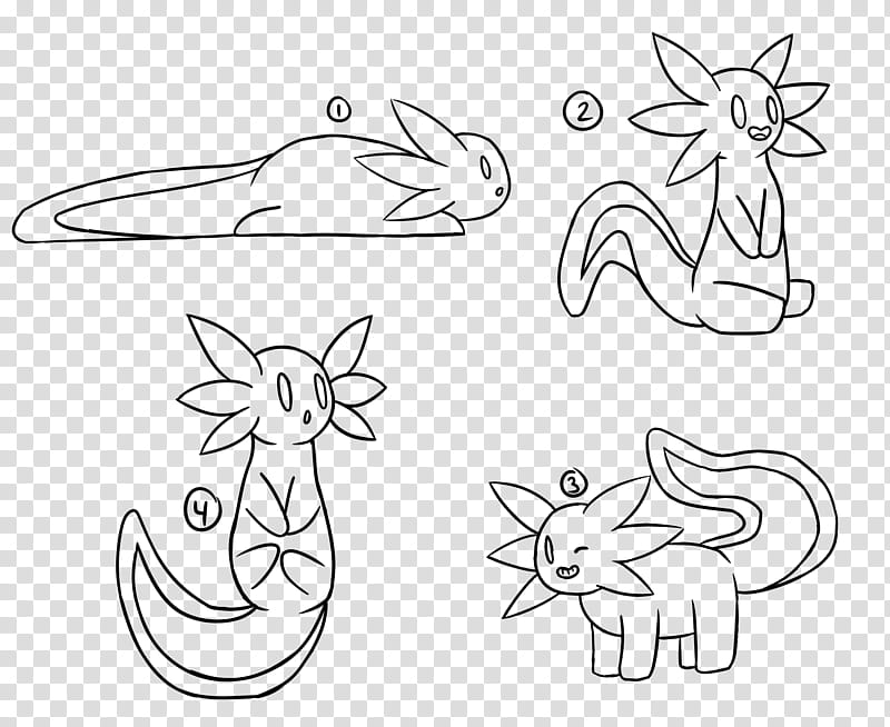 Axolotl bases, four animal outlines transparent background PNG clipart