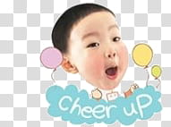 baby's face with cheer up text overlay transparent background PNG clipart