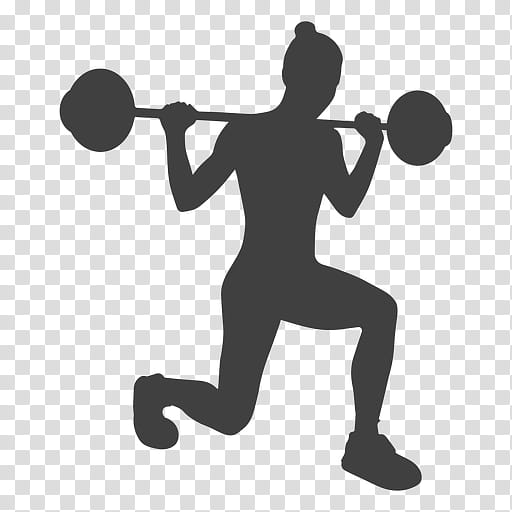 Fitness, Lunge, Squat, Exercise, Olympic Weightlifting, Silhouette, Physical Fitness, Barbell transparent background PNG clipart