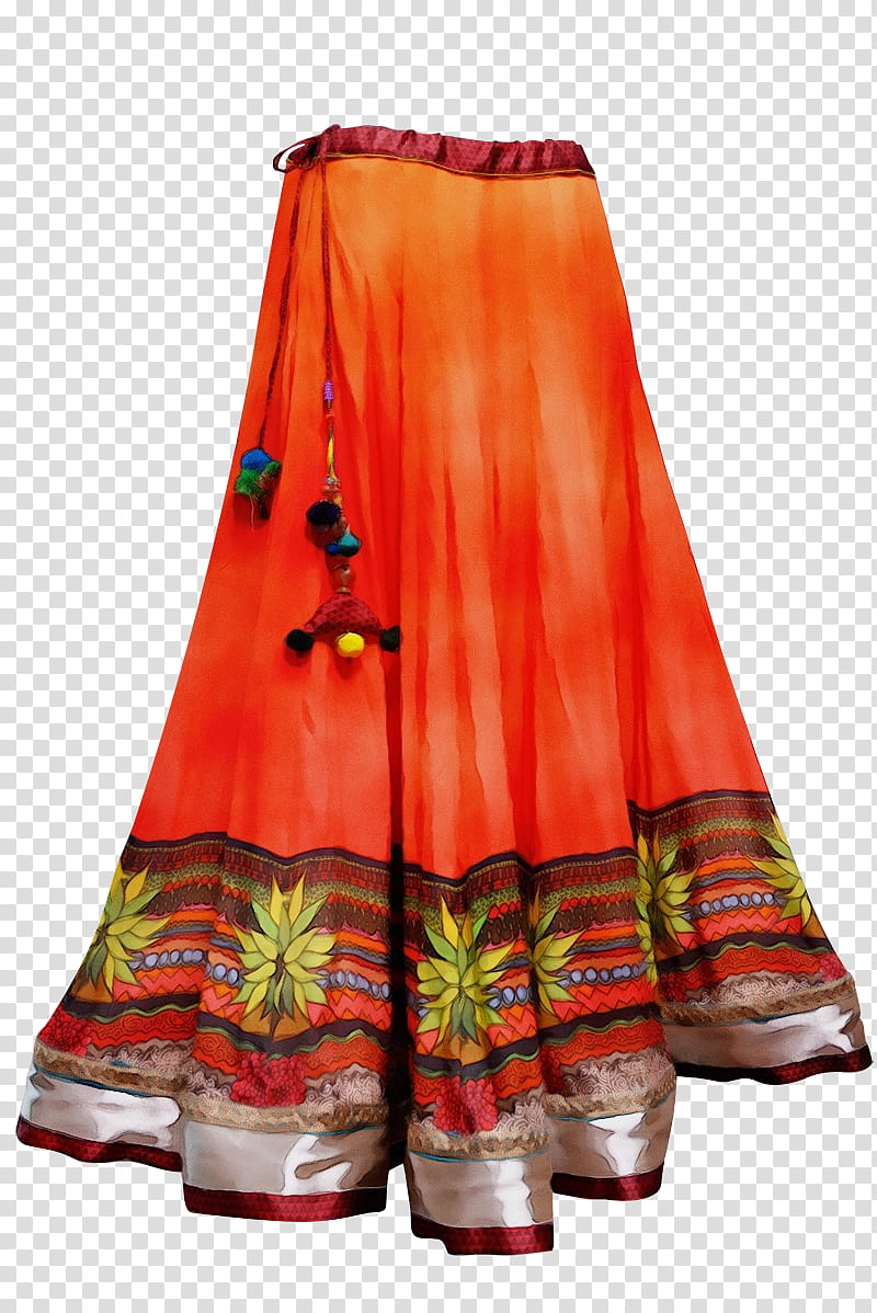 Orange, Silk, Skirt, Clothing, Red, Peach, Textile, Outerwear transparent background PNG clipart