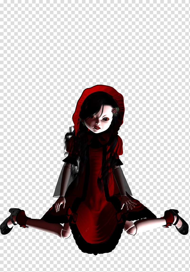 Possessed Doll , female doll with red and black dress transparent background PNG clipart