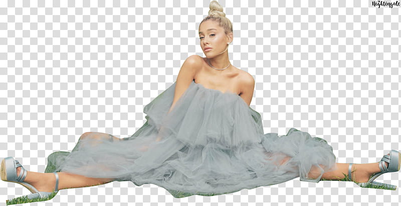 Ariana Grande, woman wearing blue dress transparent background PNG clipart