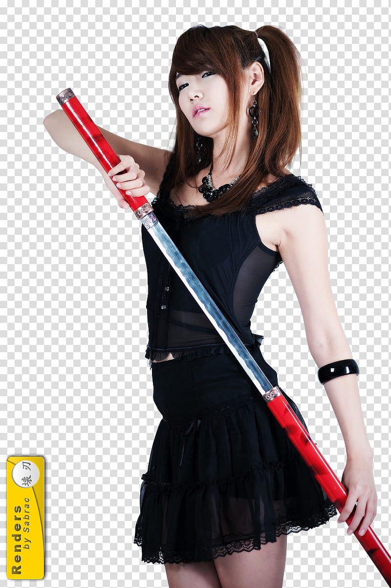 Renders Asian Girls, woman' standing while holding sword transparent background PNG clipart