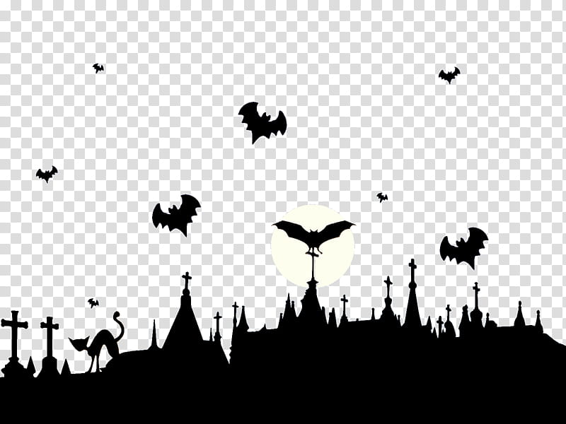 Halloween , silhouette of bats during nighttime transparent background PNG clipart