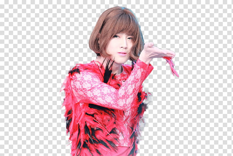 EXO Suho  HQ, man wearing red fur vest transparent background PNG clipart