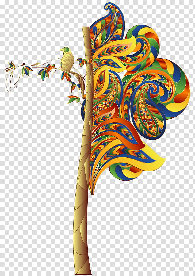 D Renders , multicolored paisley tree art transparent background PNG clipart