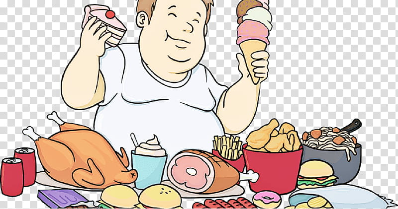 junk food cartoon eating meal food group, Fast Food, Sharing transparent background PNG clipart