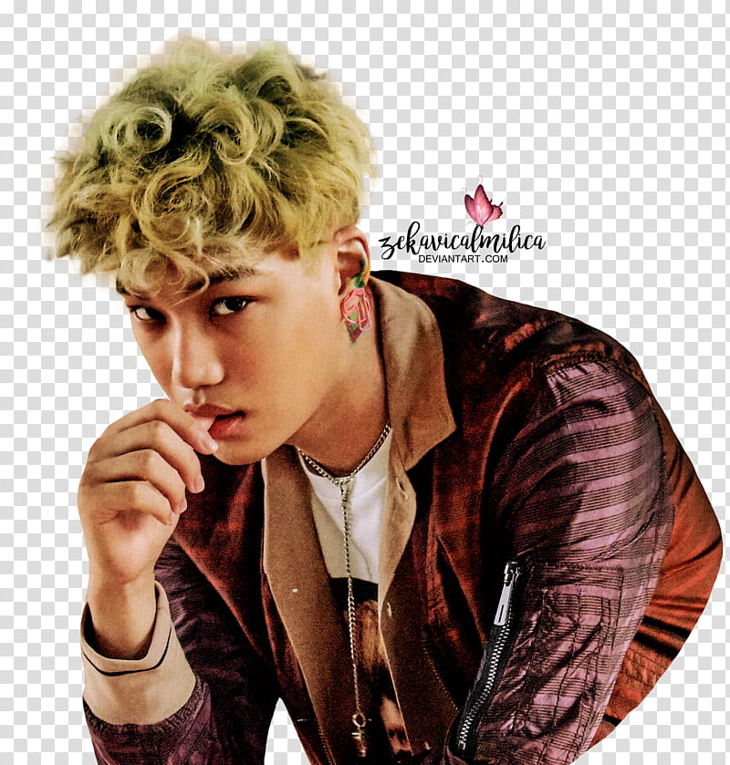EXO Kai Lucky One, man biting his thumb transparent background PNG clipart