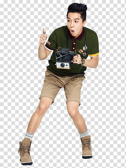 man in green and brown polo shirt holding camera transparent background PNG clipart