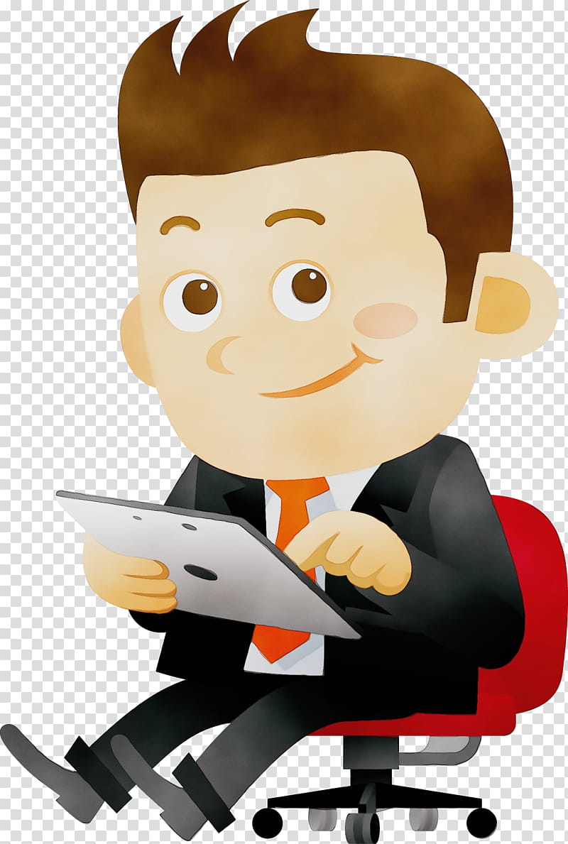 cartoon office chair job businessperson, Watercolor, Paint, Wet Ink, Cartoon, Whitecollar Worker, Fictional Character transparent background PNG clipart