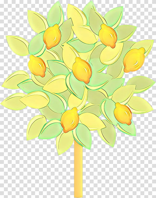 yellow green plant leaf flower, Cartoon, Citrus, Cut Flowers transparent background PNG clipart