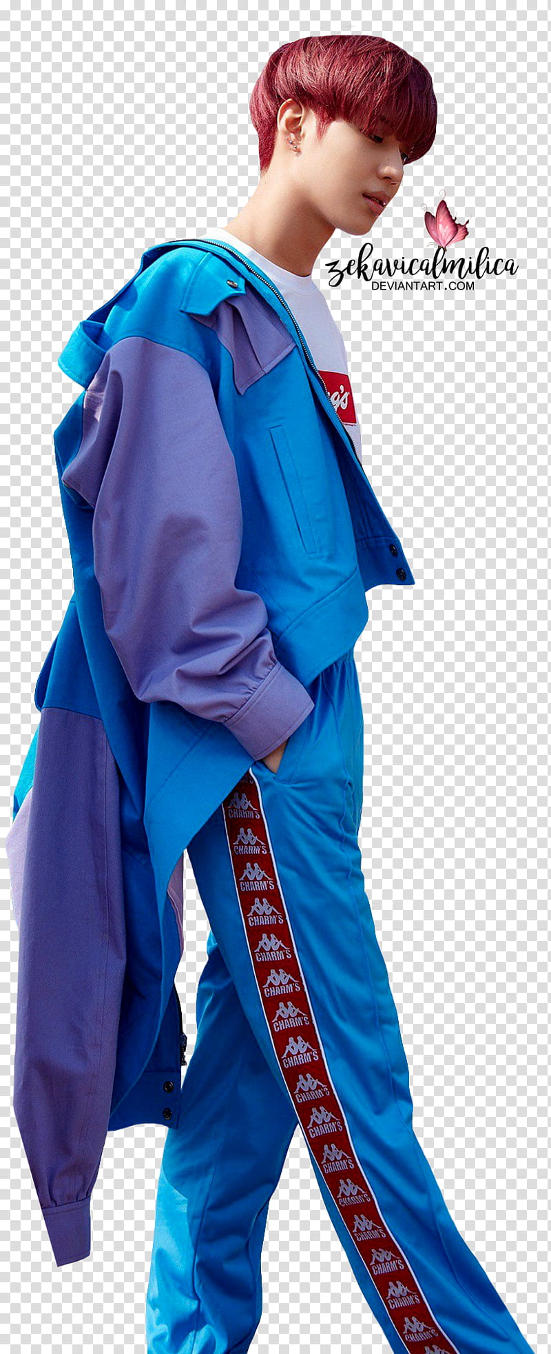 SHINee Taemin The Story Of Light, man wearing blue and red zip-up jacket and pants transparent background PNG clipart