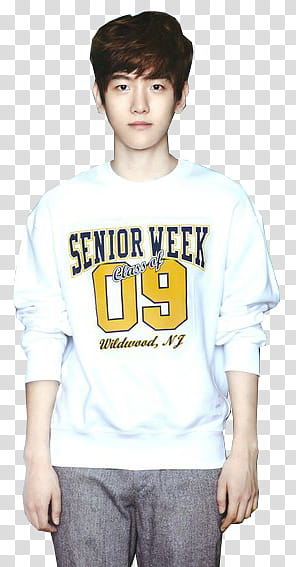 EXO PART TWO  S, man wearing white sweatshirt transparent background PNG clipart