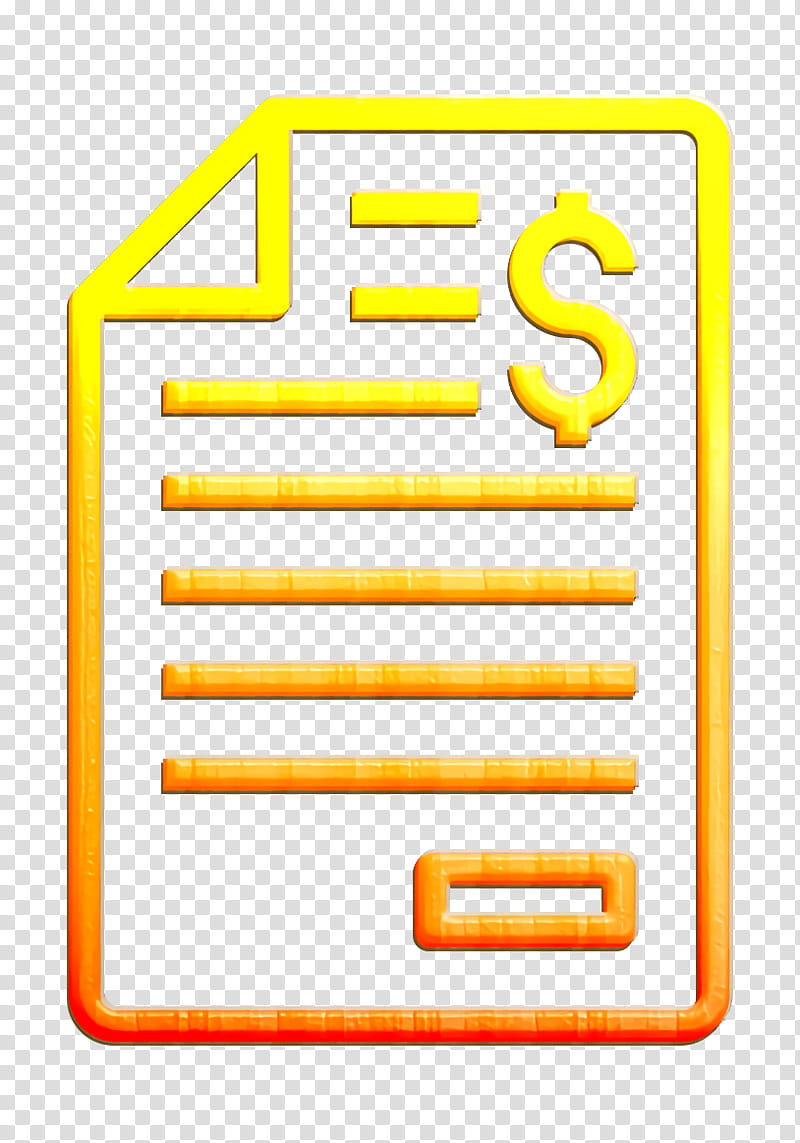 Receipt icon Invoice icon Shopping icon, Yellow, Line, Rectangle transparent background PNG clipart