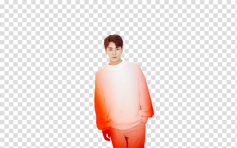 JBJ , man wearing white and orange crew-neck sweat shirt transparent background PNG clipart