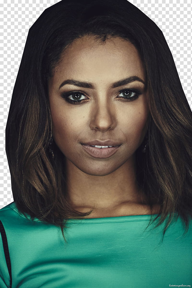 Kat Graham, woman wearing green blouse transparent background PNG clipart