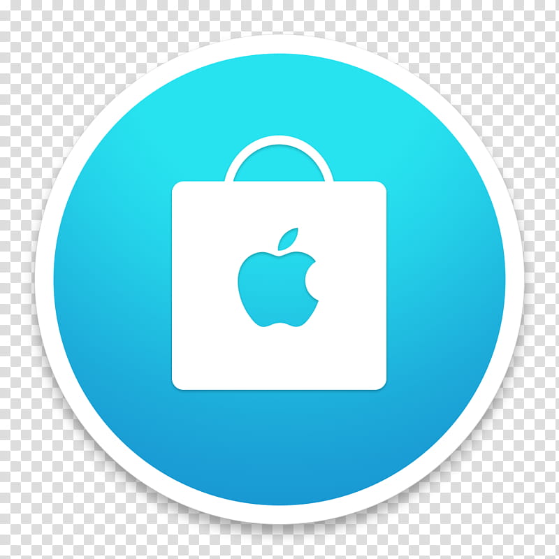 OS X Yosemite Apple Store Icons, round teal and white Apple icon art transparent background PNG clipart