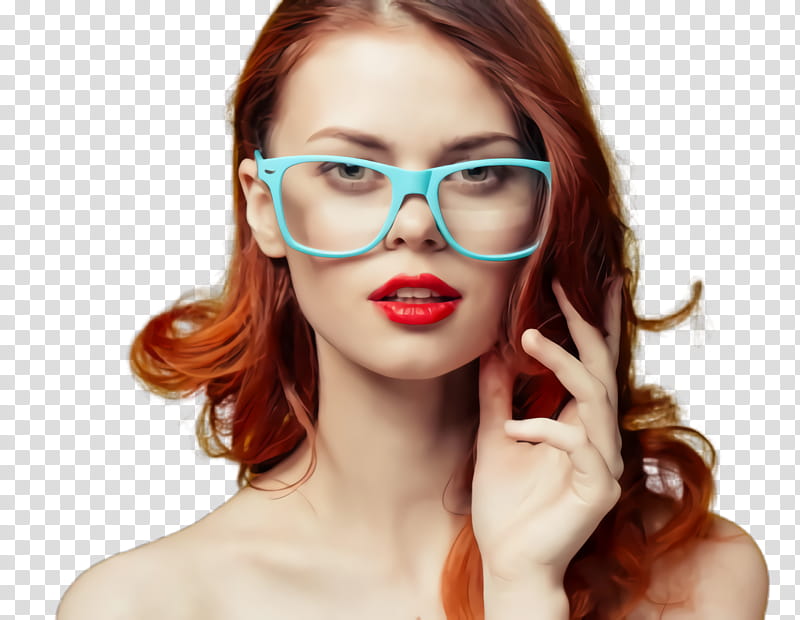 Glasses, Eyewear, Hair, Face, Lip, Beauty, Skin, Red transparent background PNG clipart