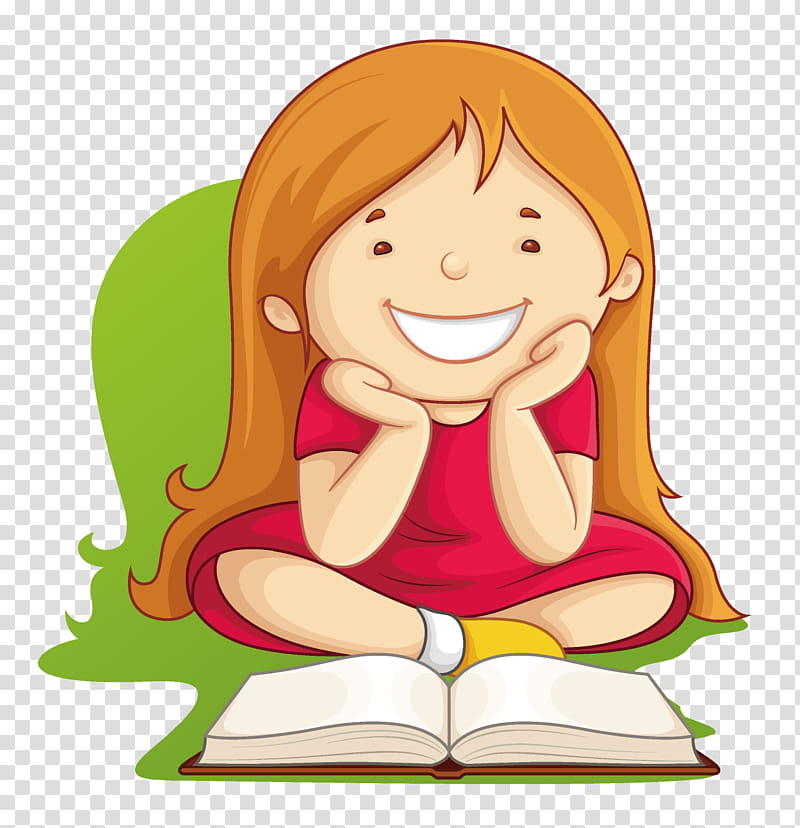 Child Reading Book, Girl Reading A Novel, Happy Kid, Book Illustration, Cartoon, Sitting, Smile transparent background PNG clipart