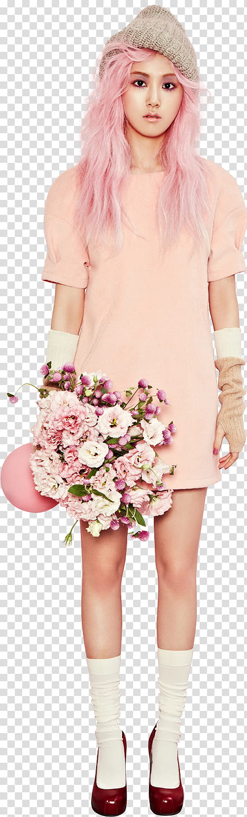 Gayoon Minute Render, girl holding flower with vase transparent background PNG clipart