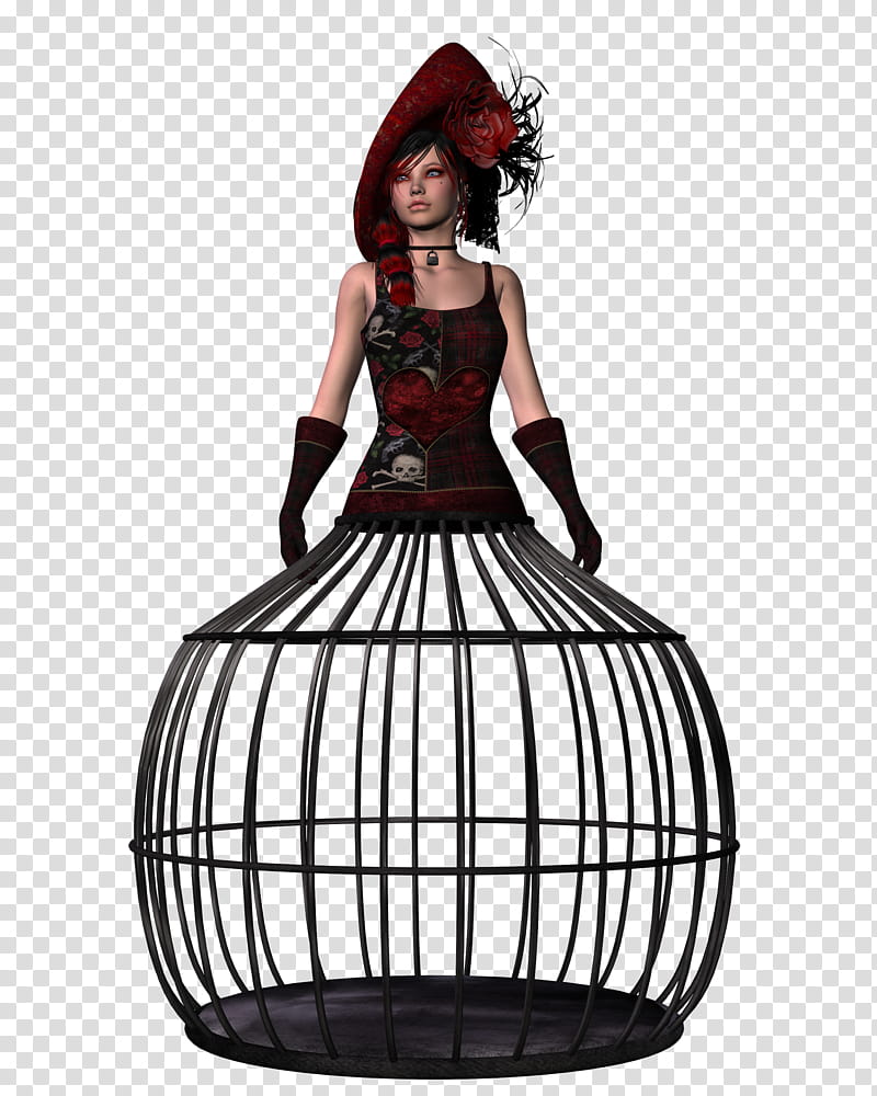 Free Resource London Cage, woman over cage illustration transparent background PNG clipart