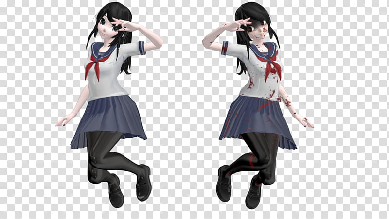 MMD Ayano / Yandere-chan + DL, female anime character transparent background PNG clipart