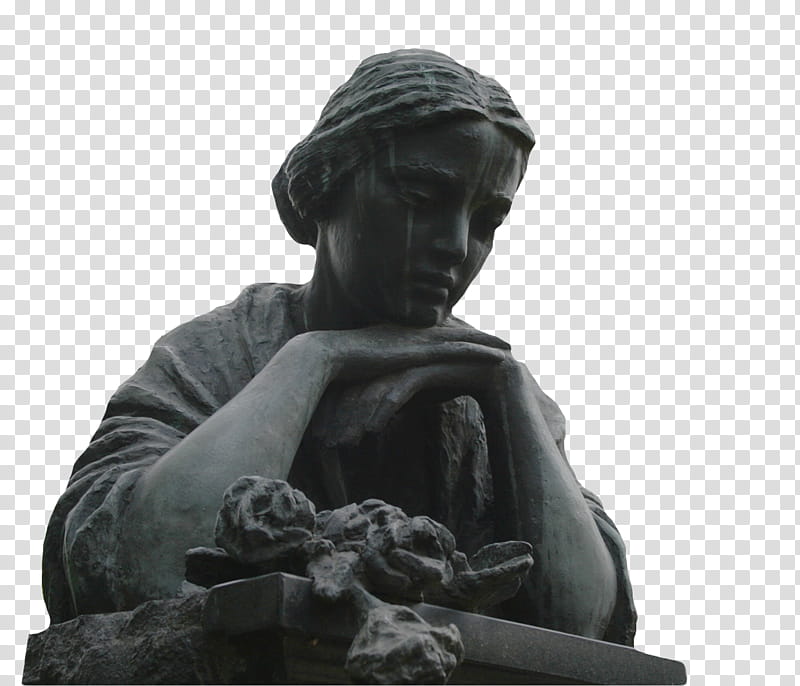 Sadness, woman rest her head on her hands statue transparent background PNG clipart