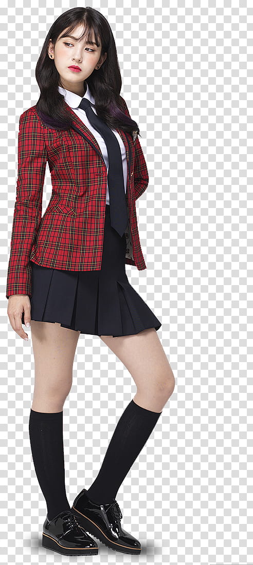 Somi Scoolooks, woman in red and black school uniform transparent background PNG clipart
